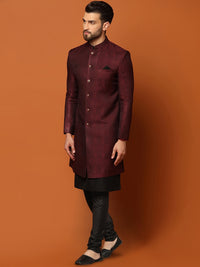 Thumbnail for KISAH Printed Mandarin Collar Cotton Sherwani Set - Distacart