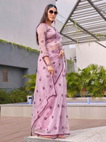 Thumbnail for Tikhi Imli Ethnic Motifs Mirror Work Organza Saree - Distacart