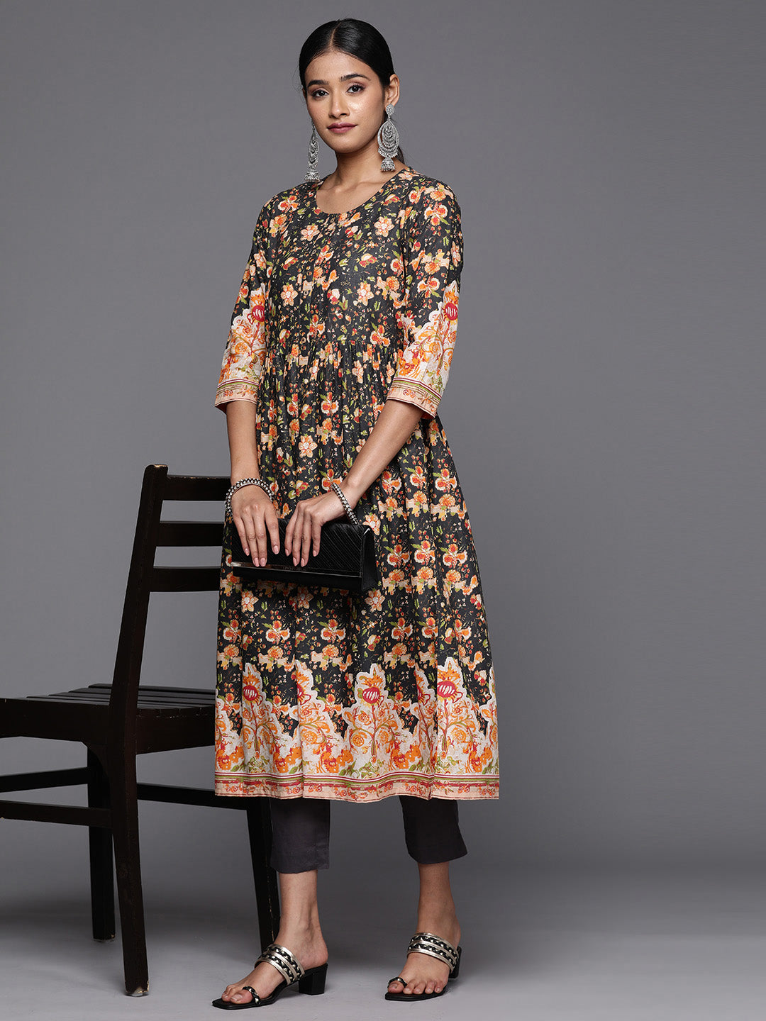 Biba Women Floral Printed Regular Pure Cotton Kurta Set - Distacart