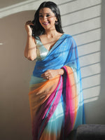 Thumbnail for Kalini Colourblocked Poly Georgette Saree - Distacart