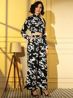 Thumbnail for Black Crepe Digital Printed Top With Matching Trouser - Shivani - Distacart
