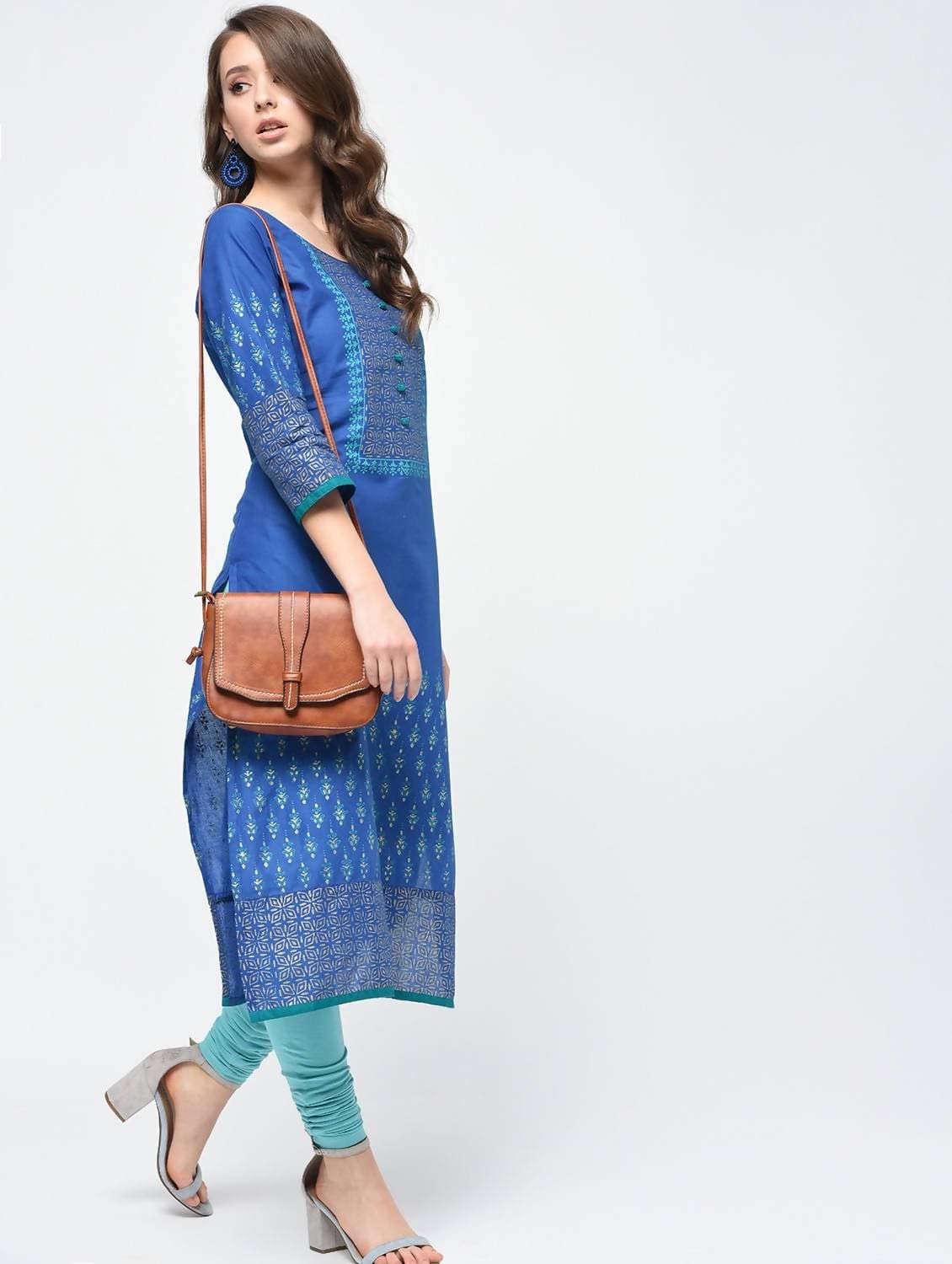 Cheera Hand Block Print Royal Blue Color Straight Kurta