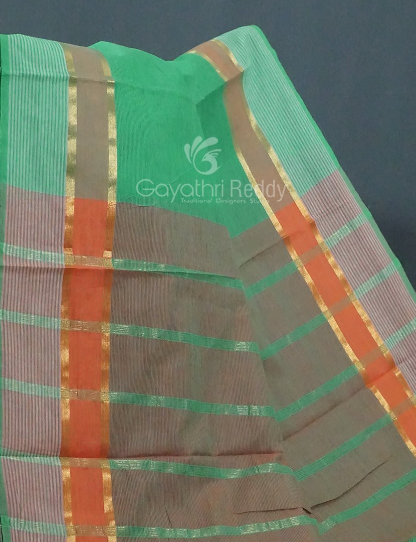 Dual Shades of Aqua Green Pure Mangalgiri Cotton By Gayathri Reddy Designer Studio - Distacart