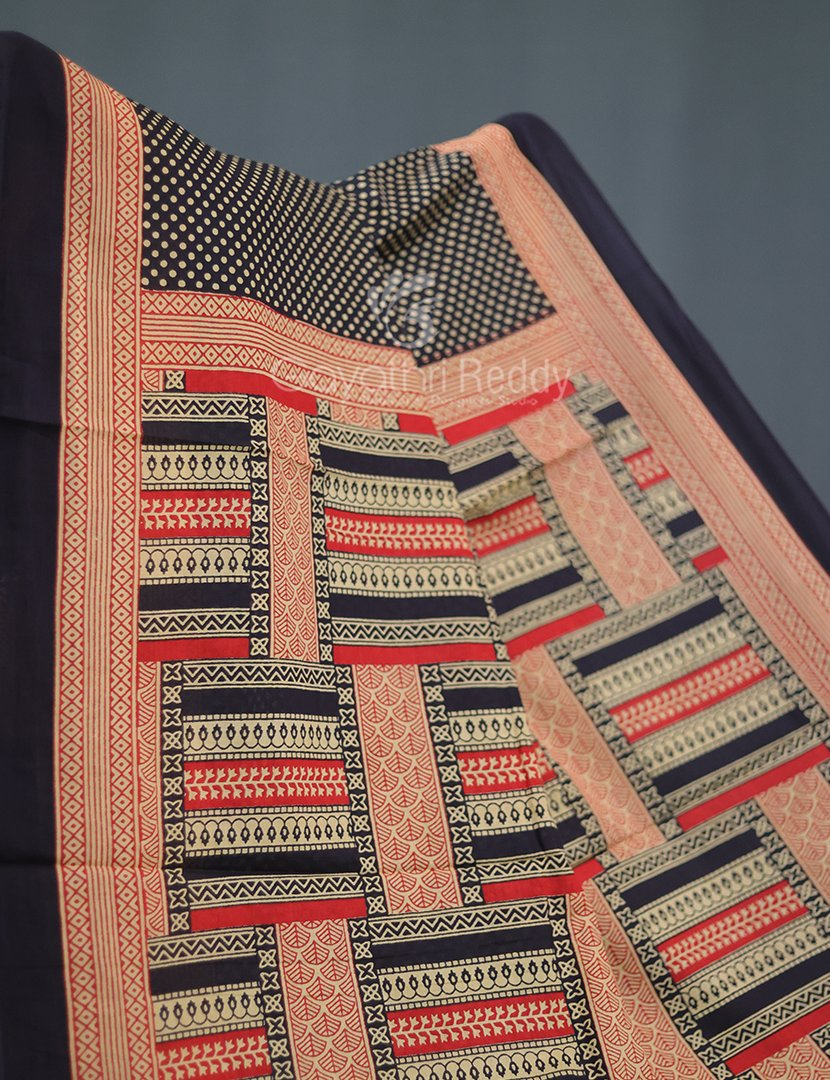 Black Coloured Combination Printed Cotton Saree By Gayathri Reddy Designer Studio - Distacart
