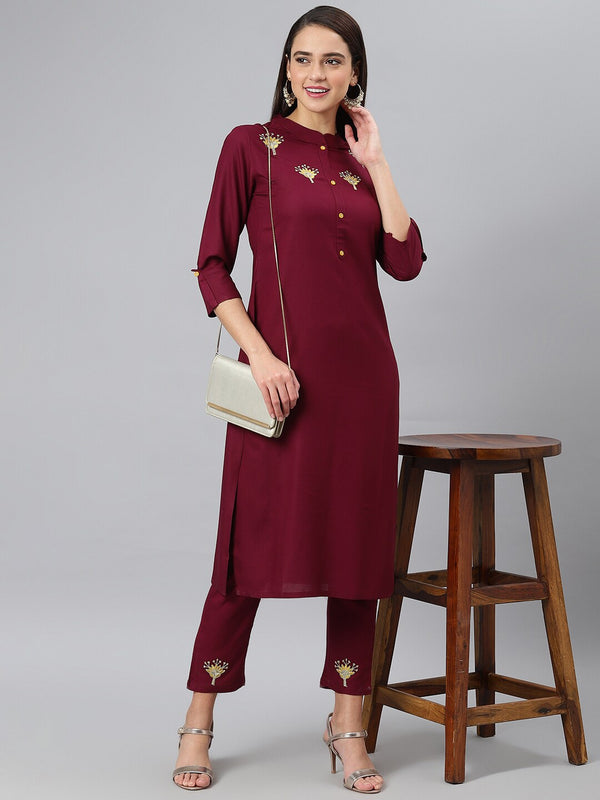 Khushal K Women Ethnic Motifs Embroidered Kurta with Trousers - Distacart