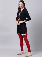 Thumbnail for Souchii Women Black Geometric Embroidered Grandeur & Majestic Artwork Kurta - Distacart