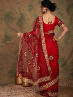 Thumbnail for Sangria Floral Embroidered Net Sarees - Distacart