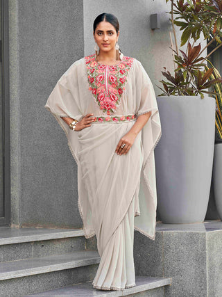 Tikhi Imli Embroidered Kaftan Saree With Belt - Distacart