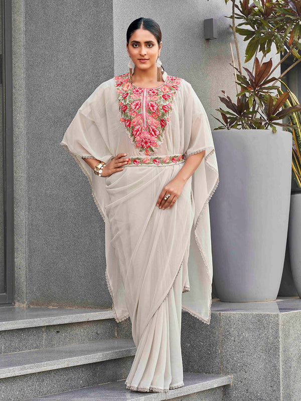 Tikhi Imli Embroidered Kaftan Saree With Belt - Distacart