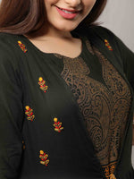 Thumbnail for Kalini Women Green & Orange Floral Printed Anarkali Kurta - Distacart