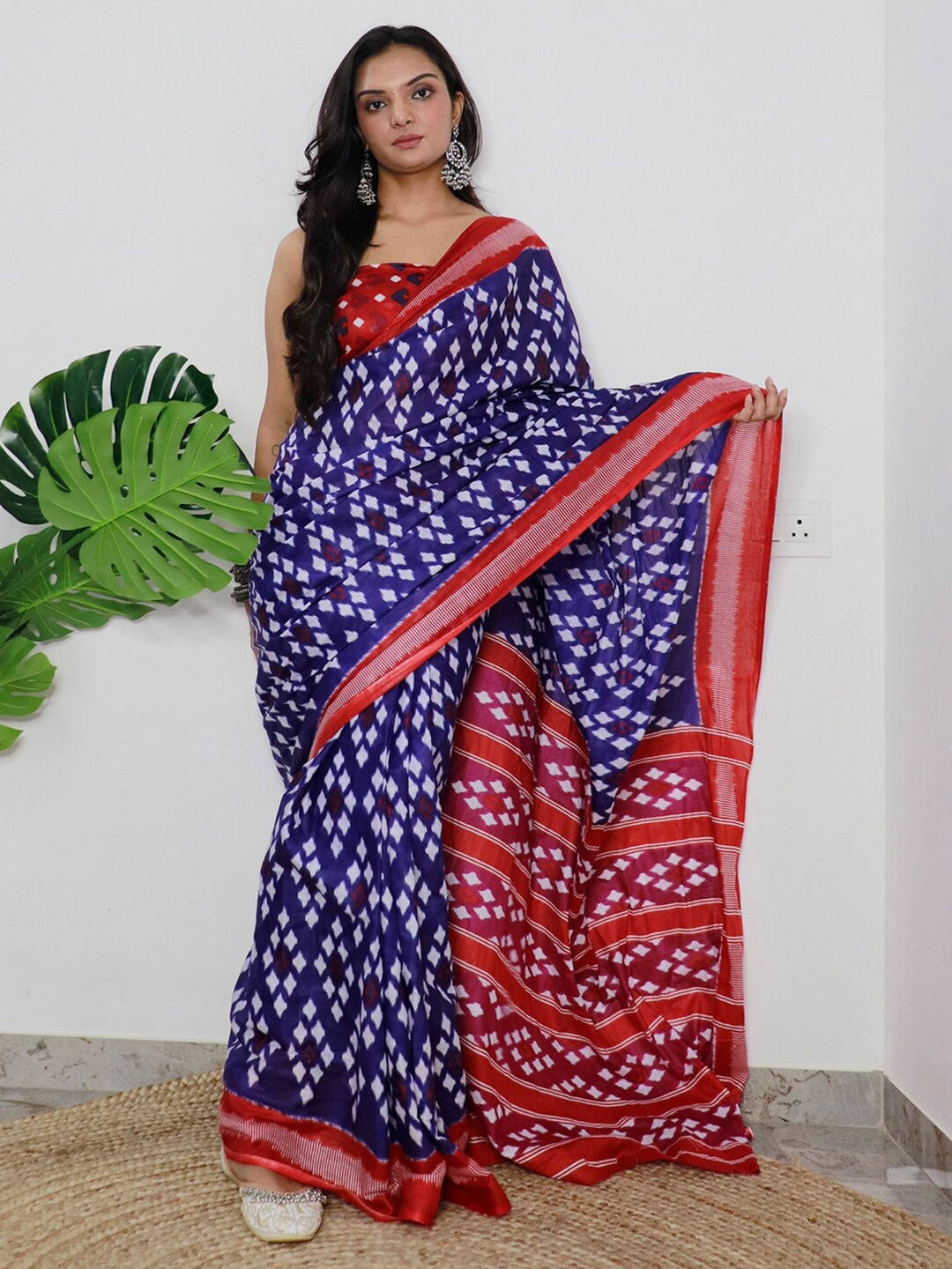 Saree Mall Ethnic Motifs Printed Pure Cotton Ikat Sarees - Distacart
