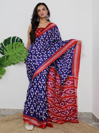 Saree Mall Ethnic Motifs Printed Pure Cotton Ikat Sarees - Distacart