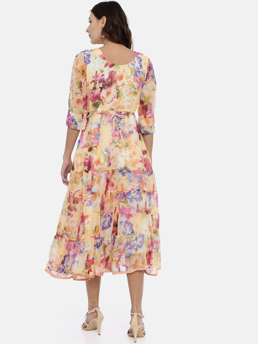 Souchii Multicoloured Floral Print Fit and Flare Dress - Distacart