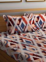 Thumbnail for BOMBAY DYEING Marigold Brown Geometric Cotton 104 TC King Bedsheet & 2 Pillow Covers - Distacart