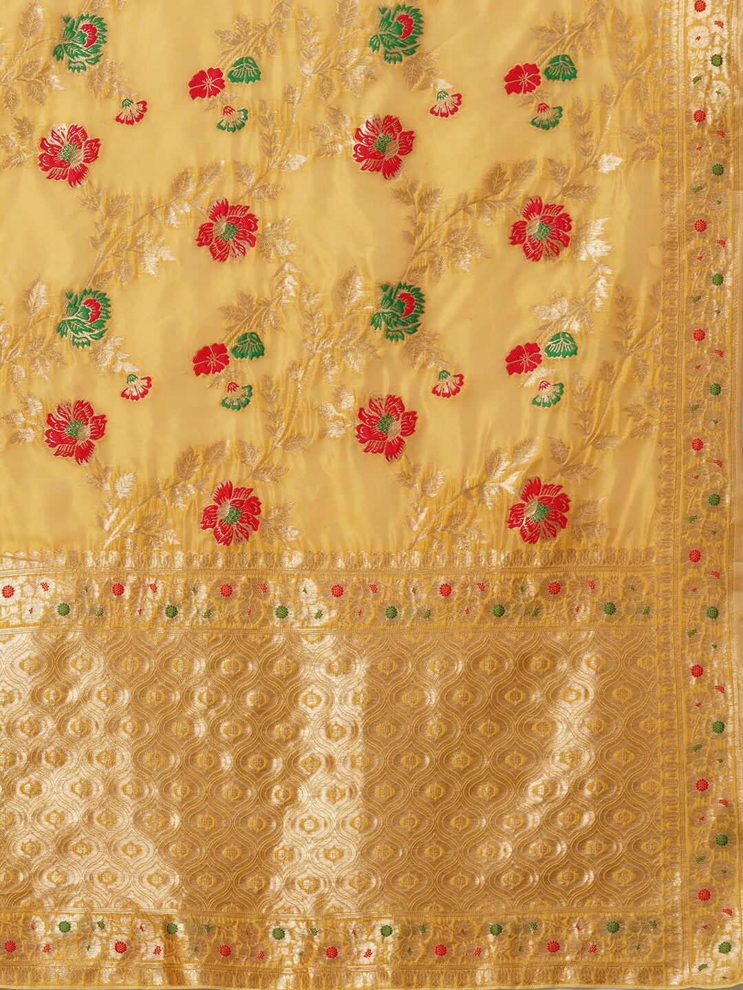 Mitera Floral Organza Banarasi Zari Saree With Blouse Piece - Distacart