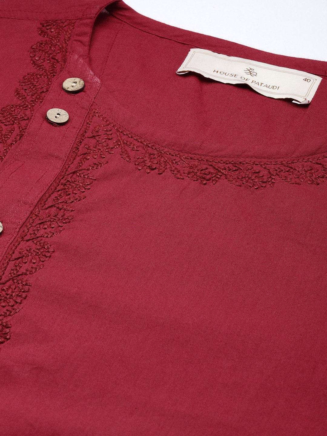 House of Pataudi Jashn Floral Embroidered Yoke Design Thread Work Angrakha Kurta - Distacart
