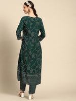 Thumbnail for Sangria Women Green Bandhani Printed Sequinned Kurta with Trousers - Distacart