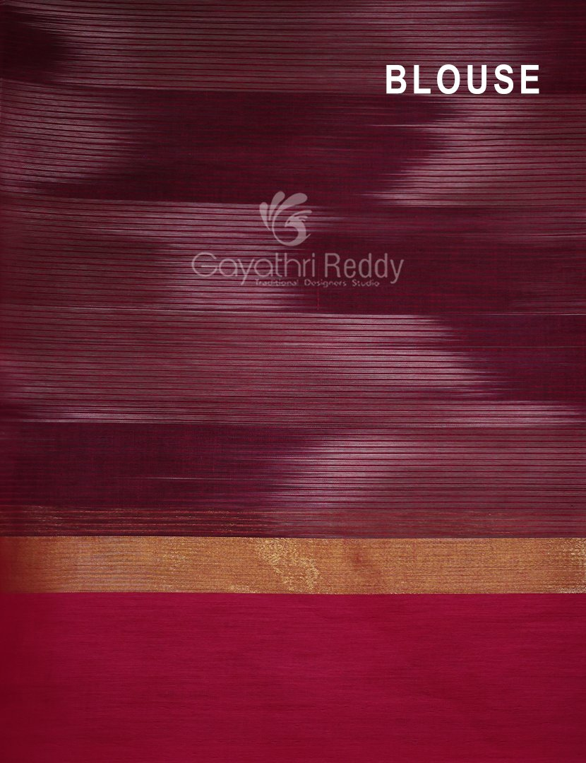 Dual Shades of Pink And Green Mangalagiri Ikkat Cotton Saree By Gayathri Reddy Designer Studio - Distacart