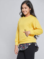 Thumbnail for Lyush Yellow Fleece Half Shirt Sweatshirt For Girls - Distacart