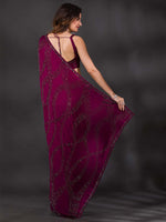 Thumbnail for Koskii Embellished Stones Work Poly Crepe Saree With Blouse Piece - Distacart