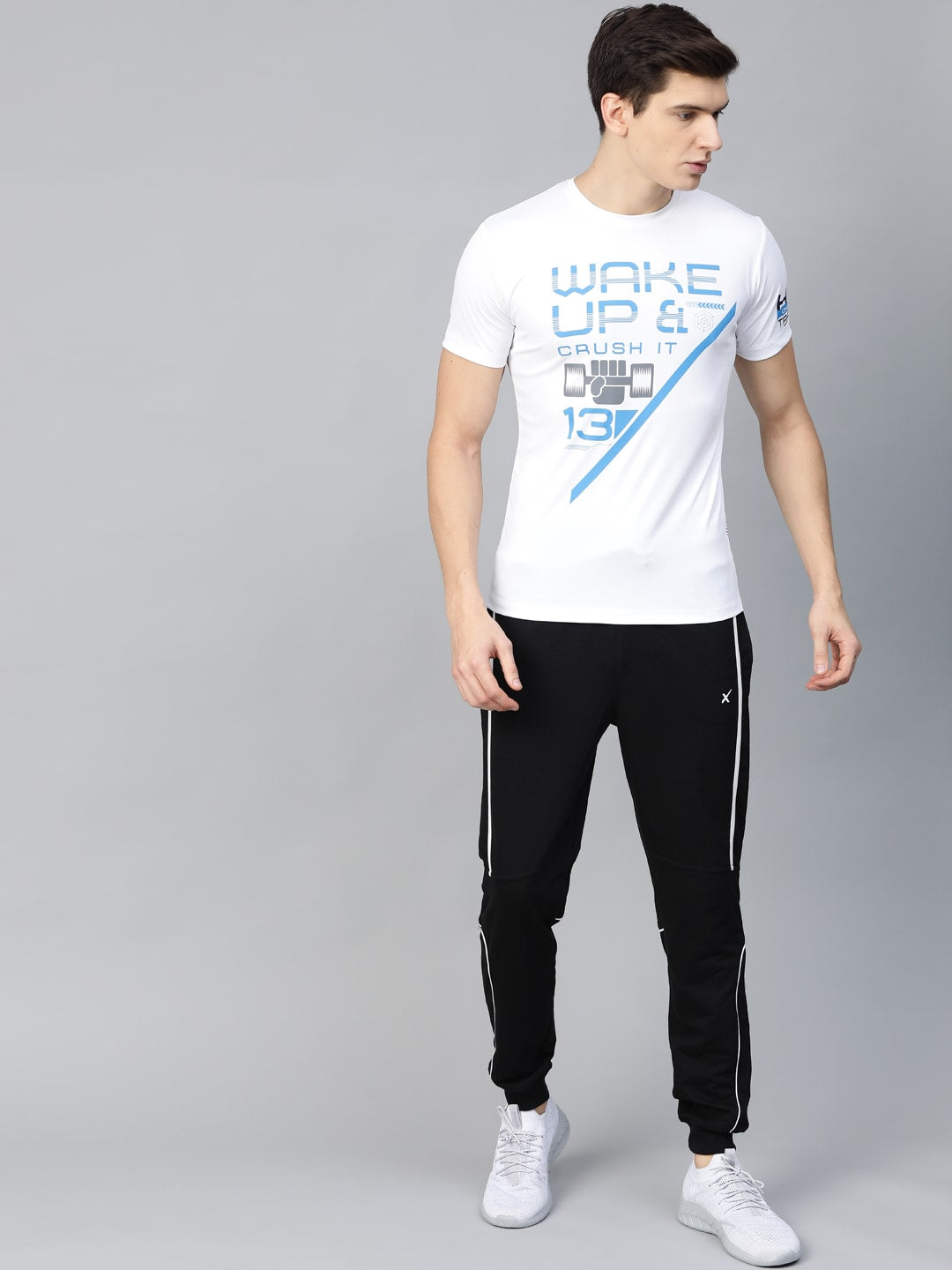 HRX by Hrithik Roshan Men White & Blue Training Regular Fit T-shirt - Distacart
