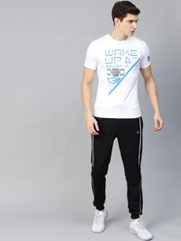 Thumbnail for HRX by Hrithik Roshan Men White & Blue Training Regular Fit T-shirt - Distacart