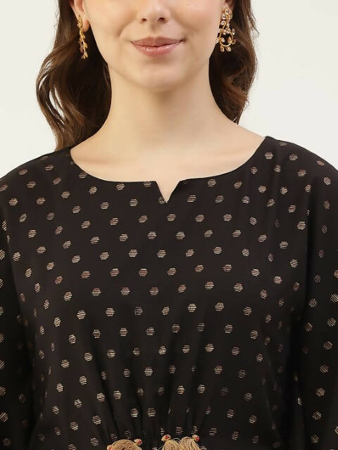 FIORRA Women's Black Poly Crepe Kaftan Type Kurta Set - Distacart