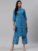 Thumbnail for Biba Women Blue Printed Kurta with Palazzos - Distacart