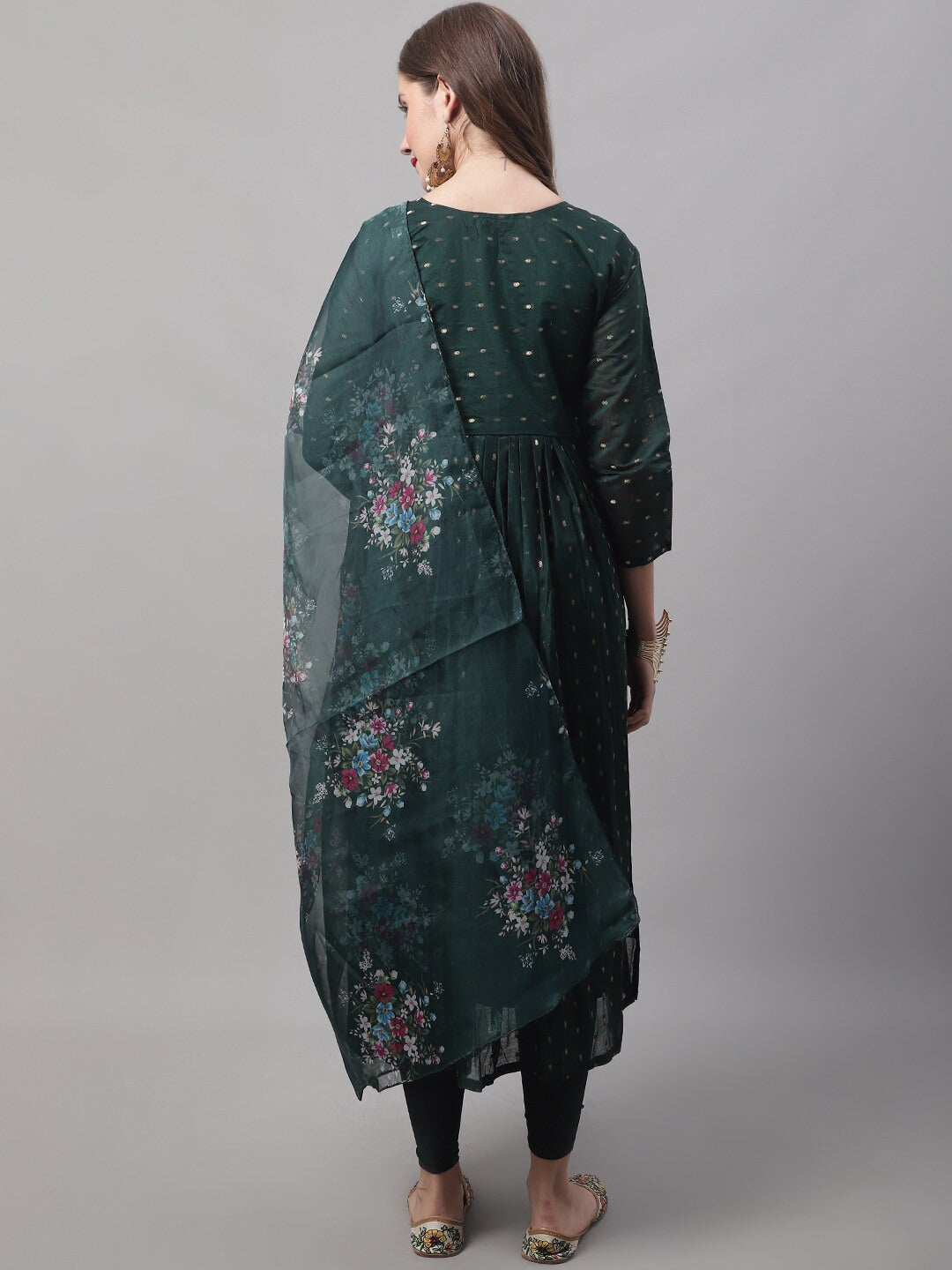 Kalini Ethnic Motifs Yoke Design Thread Work A-Line Kurta with Trousers & With Dupatta - Distacart