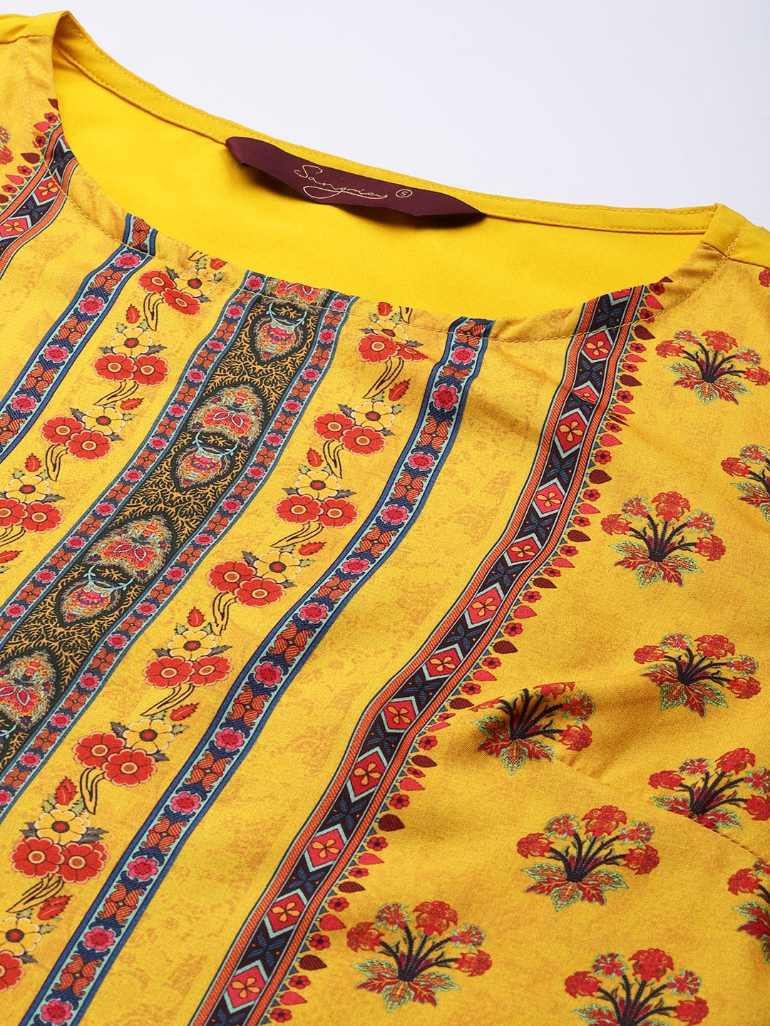 Sangria Women Yellow Ethnic Motifs Printed Kurta with Trousers - Distacart