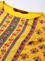 Thumbnail for Sangria Women Yellow Ethnic Motifs Printed Kurta with Trousers - Distacart