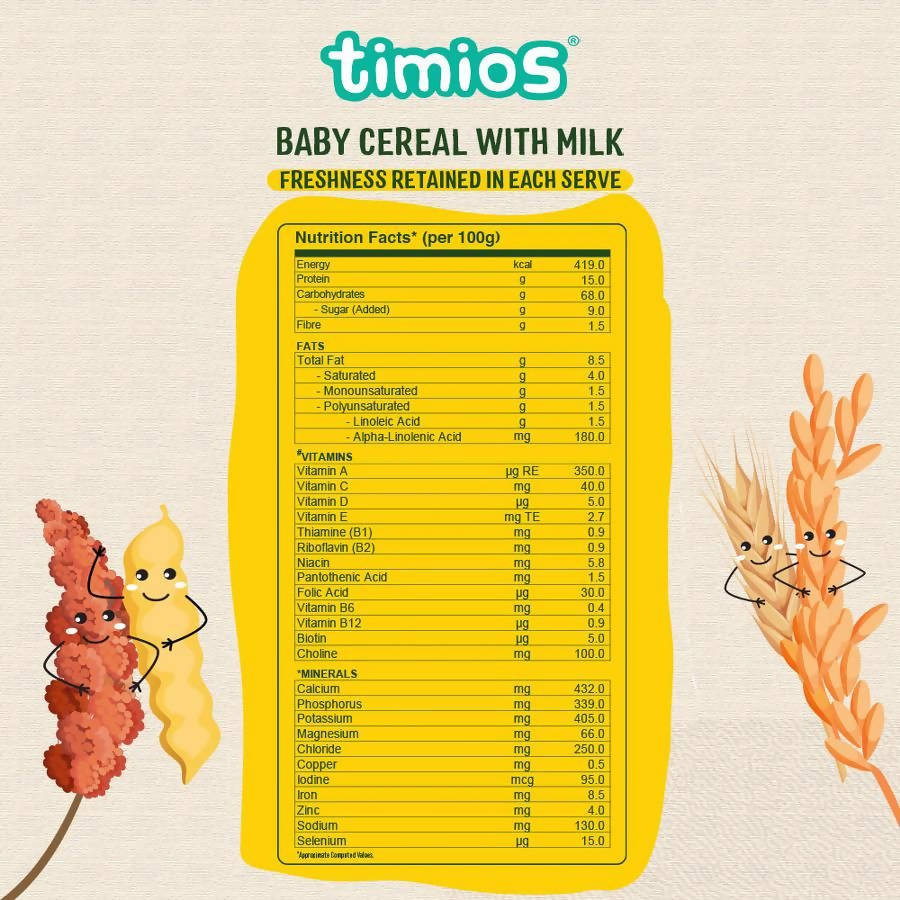 Timios Organic Multigrain Veg Baby Cereal Nutrition Facts