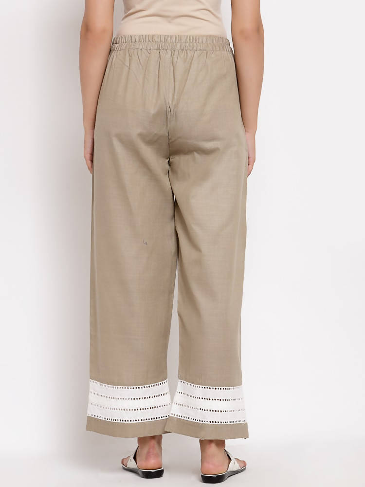 Myshka Women's Trendy Grey Cotton Solid Casual Trouser