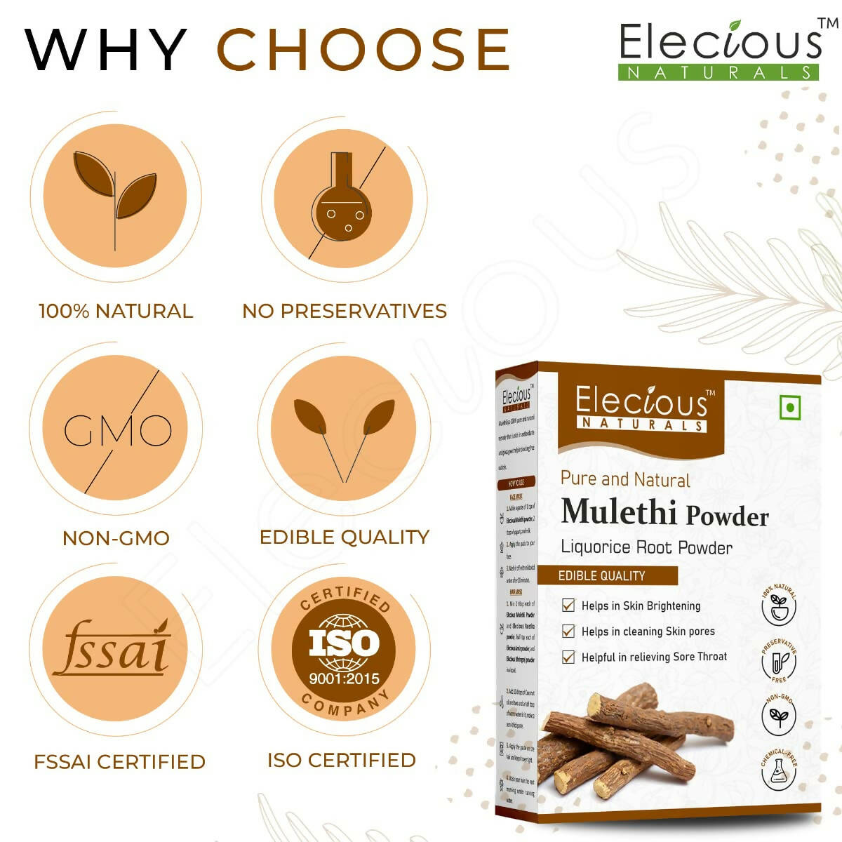 Elecious Naturals Mulethi Powder - Distacart