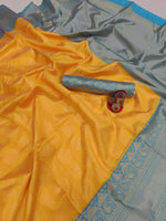 Thumbnail for DEIANA'S Beautiful Golden Jari with New Design Soft Lichi Silk Saree - Yellow - Distacart