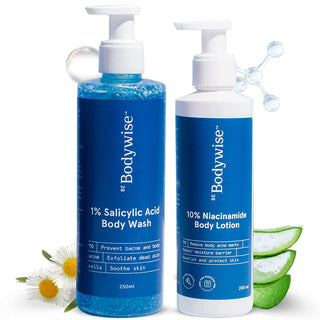 BeBodywise 1% Salicylic Acid Body Wash and 10% Niacinamide Body Lotion - Distacart