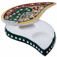 Thumbnail for Decorative Meenakari Haldi Kumkum Marble Peacock