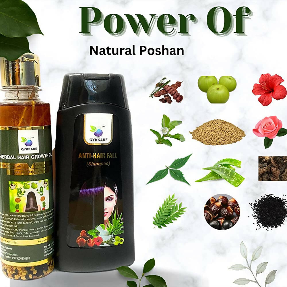 Qykkare Herbal Anti-Hairfall Shampoo & Herbal Hair Growth Oil Combo - Distacart