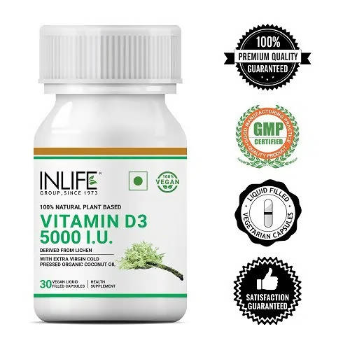 Inlife Vitamin D3 5000 IU Capsules Without Gelatin