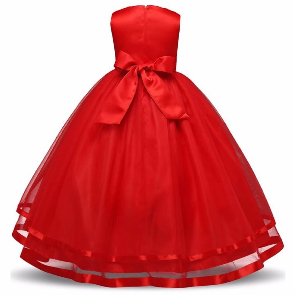 Asmaani Baby Girl's Red Color Satin A-Line Maxi Full Length Dress (AS-DRESS_22061) - Distacart