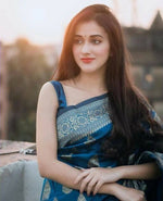 Thumbnail for DEIANA'S Beautiful Golden Jari with New Design Soft Lichi Silk Saree - Navy Blue - Distacart