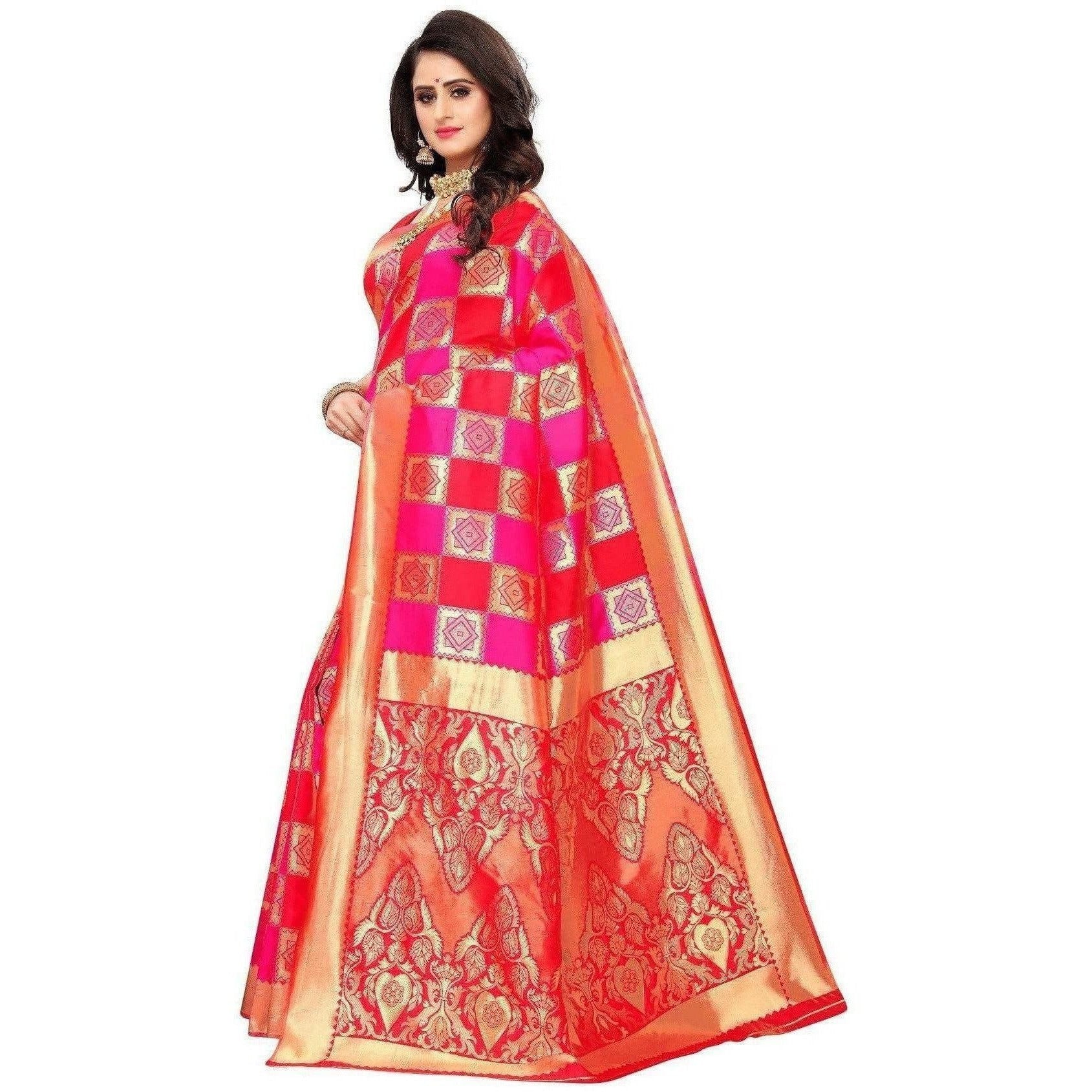 Vamika Banarasi Jaquard Pink Weaving Saree (Banarasi 30)