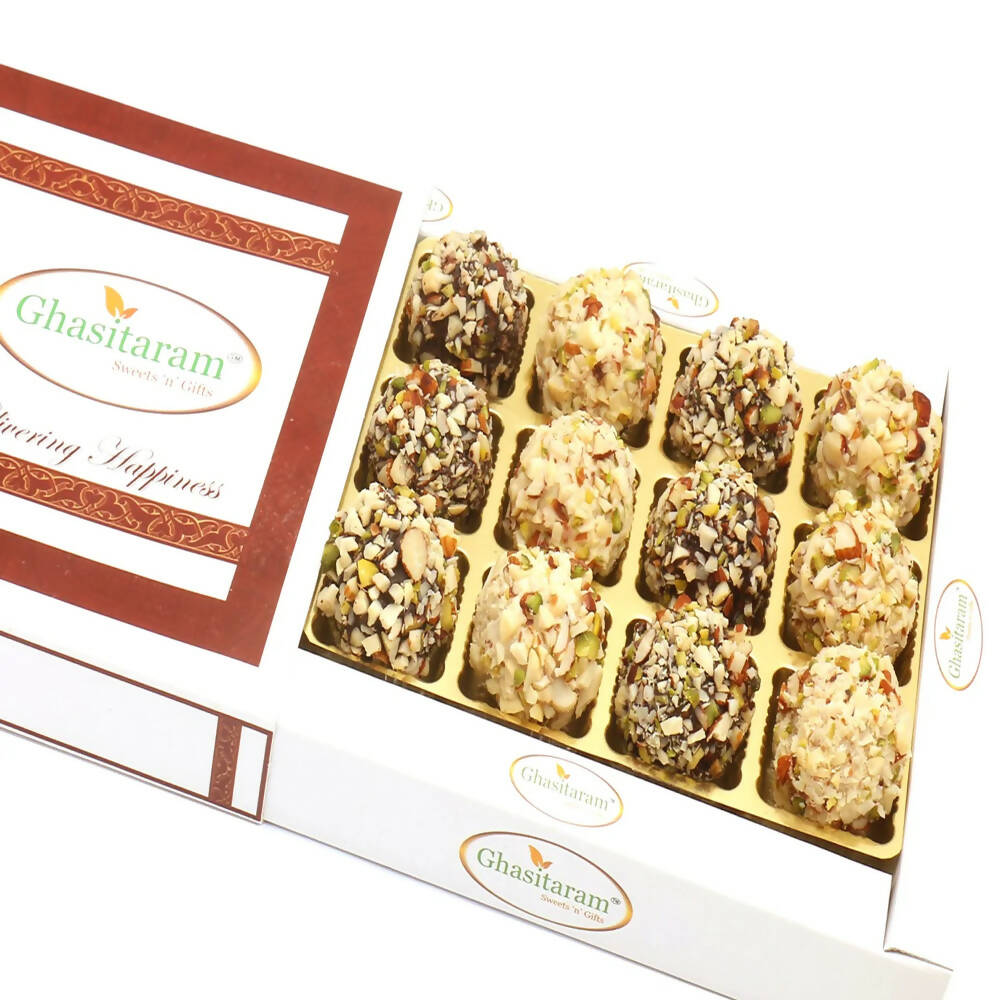 Ghasitaram Chocolate Dryfruit Laddoos In White Box - Distacart