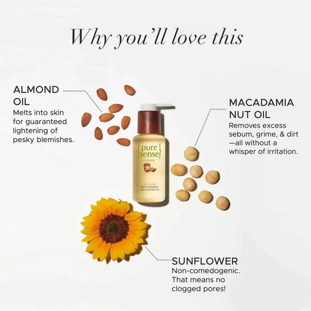 PureSense Relaxing Macadamia Deep Nourishing Face Cleansing Oil - Distacart