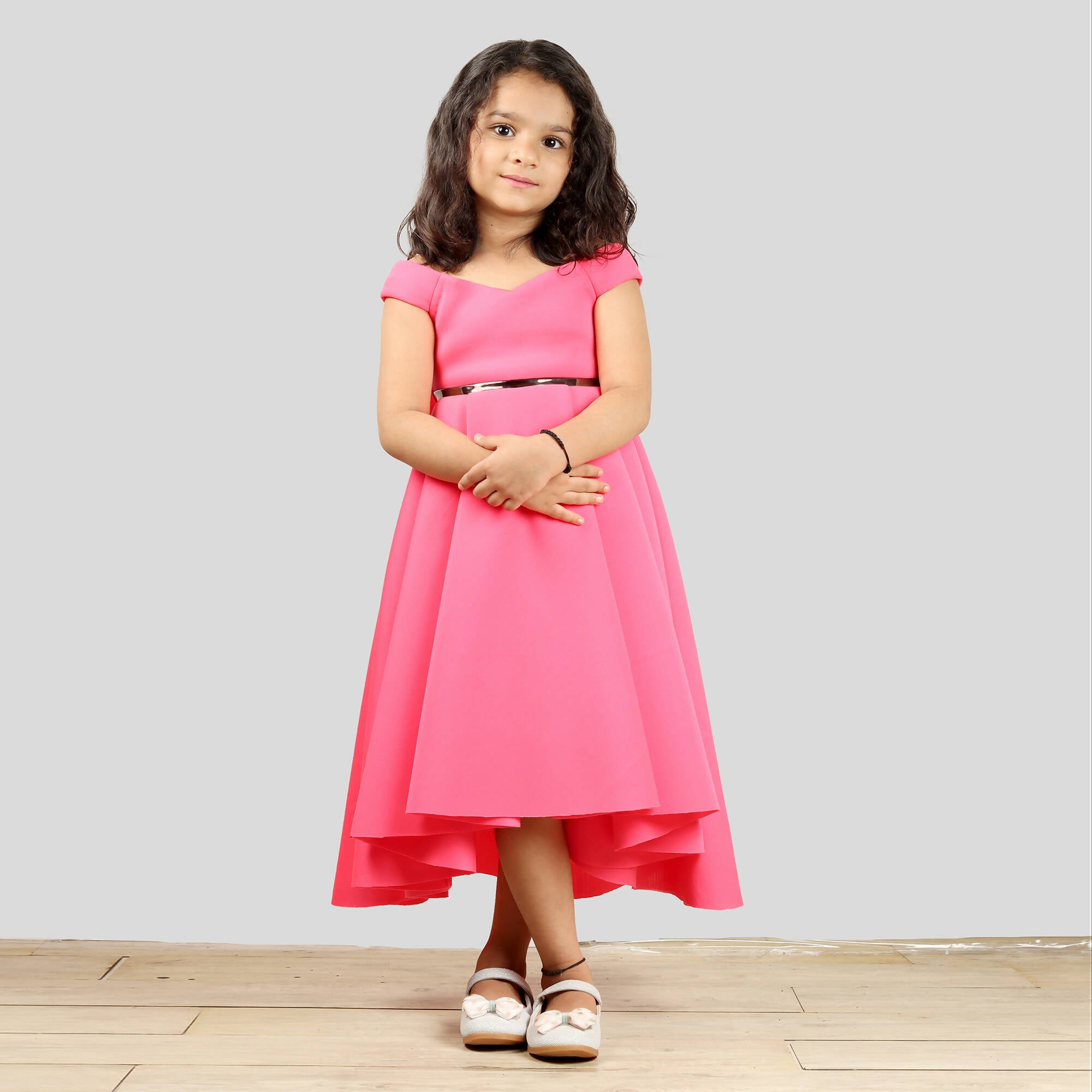 Pink Cow Fashions Pink Scuba Gown With Black Strip At Waist - Distacart