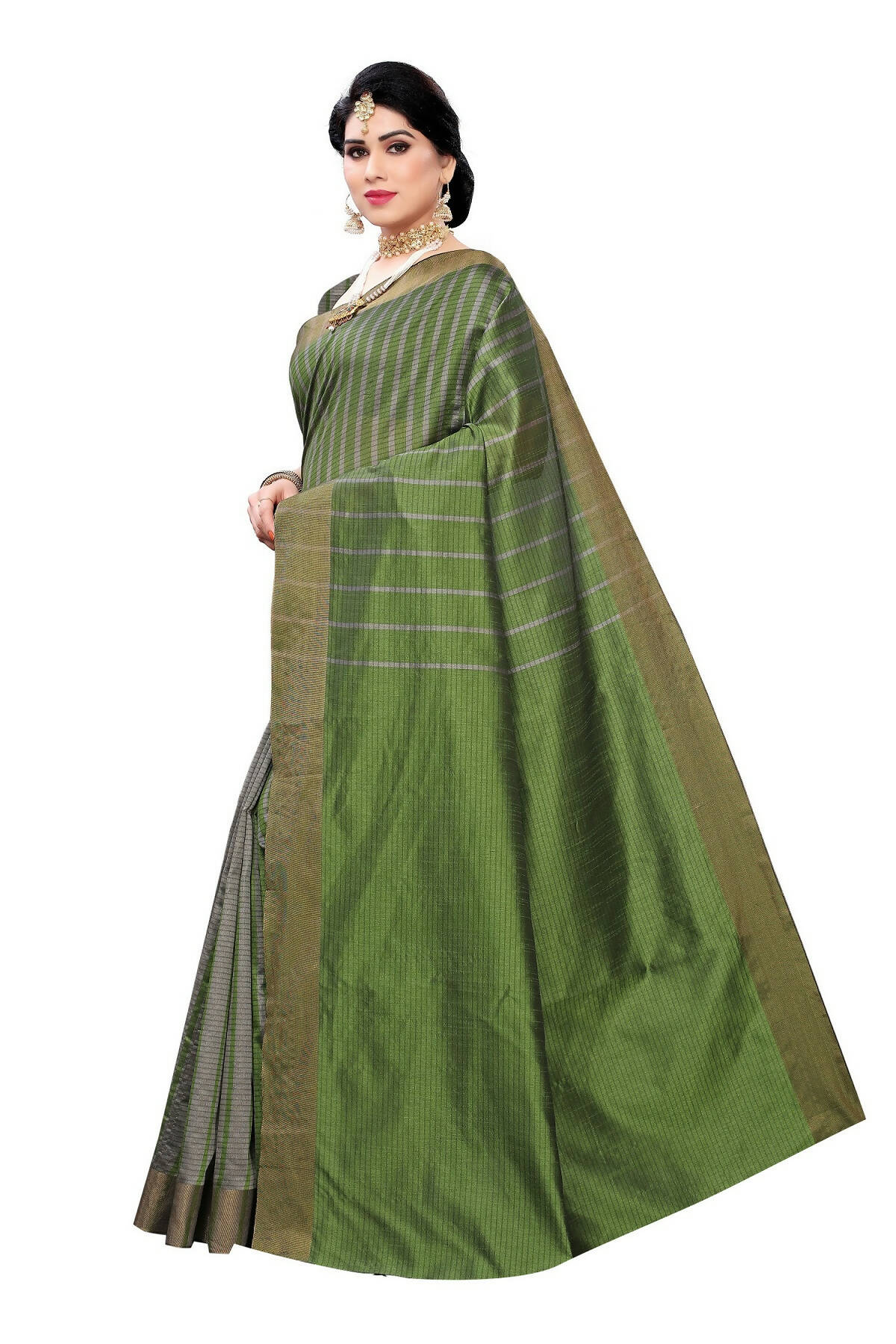 Vamika Paithani Green Cotton Silk Weaving Saree (Paithani Green) - Distacart