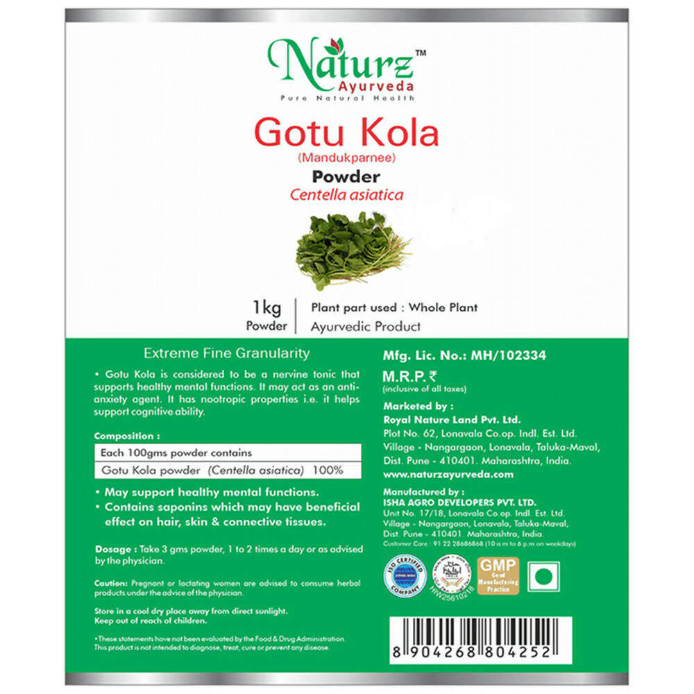 Naturz Ayurveda Gotu Kola Powder - Distacart