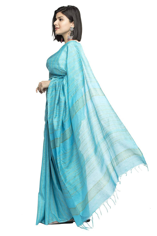 Mominos Fashion Firozi Color Bhagalpuri Saree
