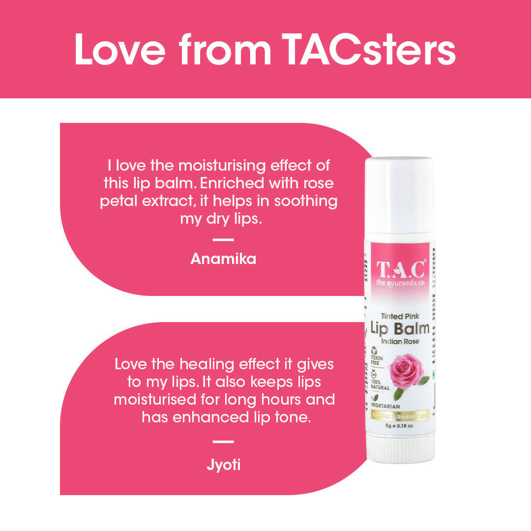 TAC - The Ayurveda Co. Tinted Indian Rose Vegan Lip Balm - Distacart