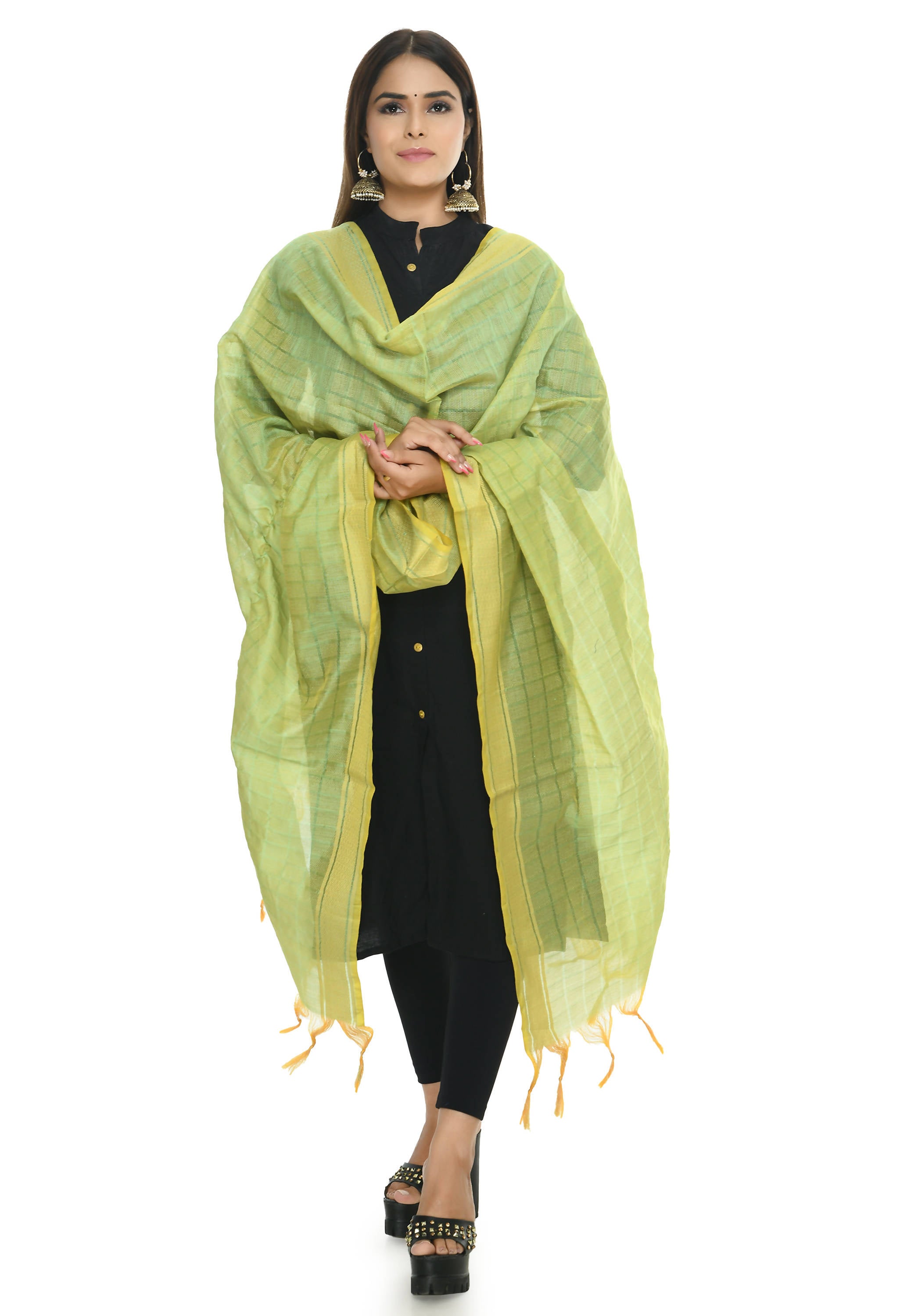 Mominos Fashion Moeza Handloom Cotton Pista Green Dupatta - Distacart